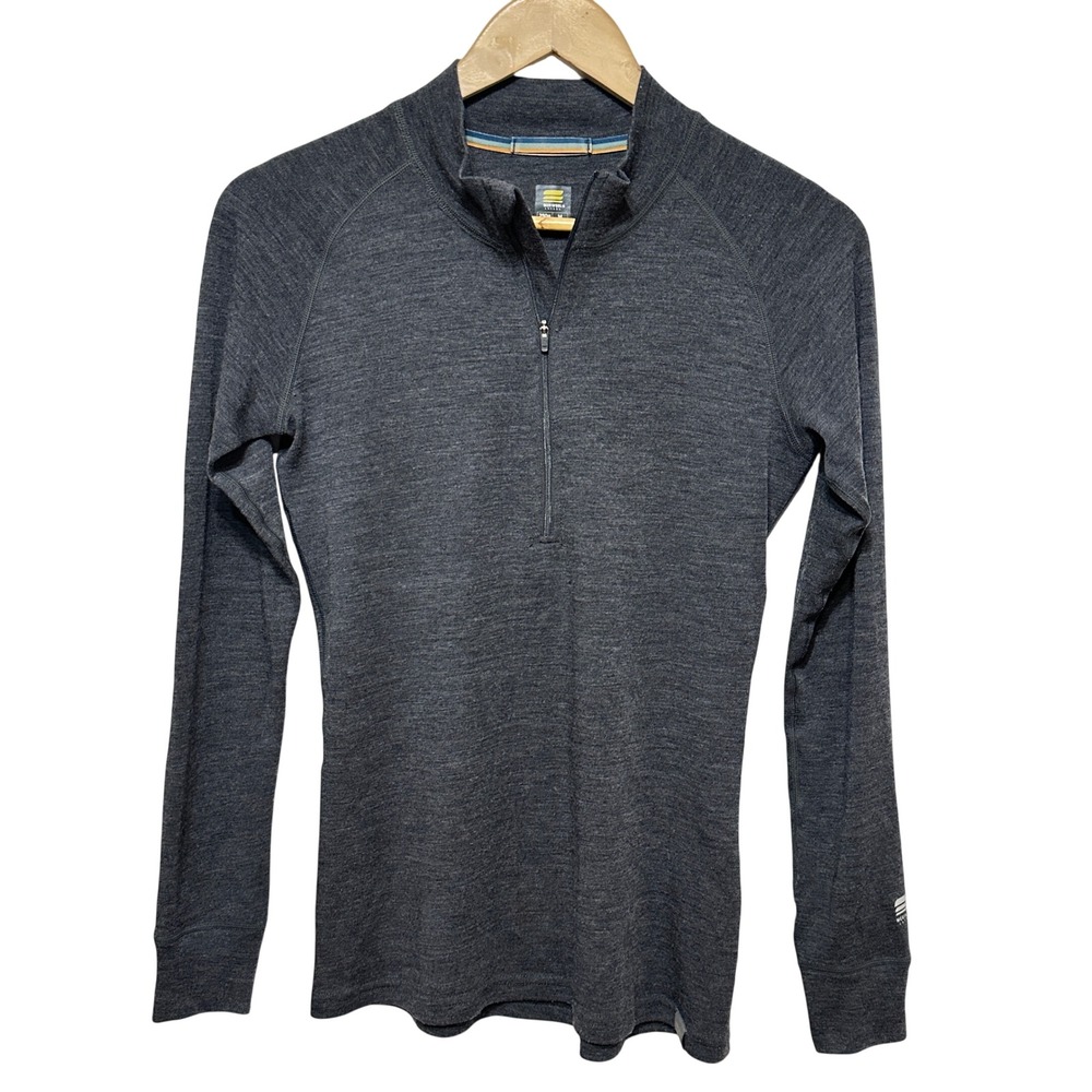 Meriwool 250g Quarter Zip Pullover Women M Gray Merino Wool Base Layer Hiking